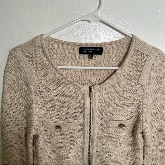 Jones New York Collection Tweed Jacket Beige Cream XS - Picture 2 of 10